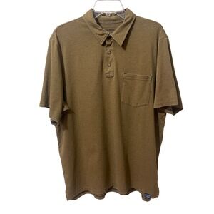LLBean Mens Slightly Fitted Short‎ Sleeve Polo Shirt Brown Pima Cotton Large